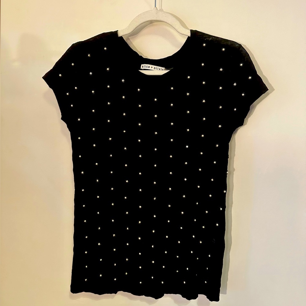 Pearl embellished black top